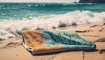 Sun kissed sand dune creates a tranquil scene generated by AI photo