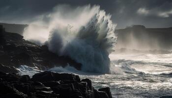 Dramatic sky fuels nature awe inspiring power surge generated by AI photo