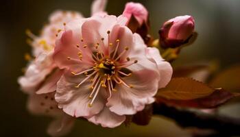 vibrante Cereza florecer ramo, un símbolo de amor generado por ai foto