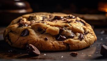 rústico chocolate chip galletas indulgencia para postre generado por ai foto