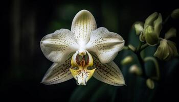 frágil orquídea florecer muestra florido manchado elegancia generado por ai foto