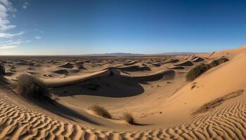 Rippled sand dunes in arid Africa beauty generated by AI photo