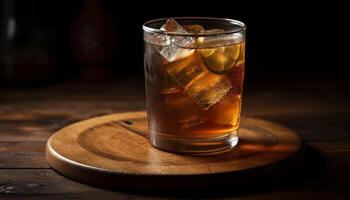 Whiskey highball, ice cube, refreshing citrus, summer generated by AI photo