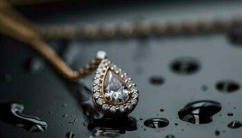 brillante piedras preciosas en metálico anillos, lujo belleza generado por ai foto