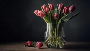 Mother day bouquet of vibrant tulips and love generated by AI photo
