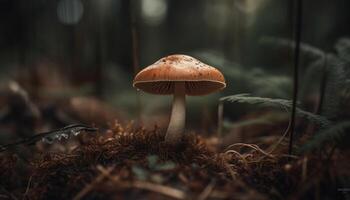 Poisonous toadstool caps ruin potential edible mushroom generated by AI photo