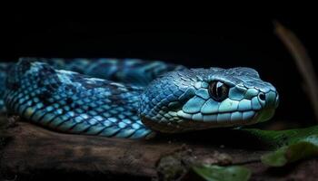 Poisonous viper spooky spiral, a forest danger generated by AI photo