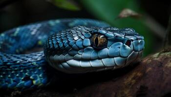 Poisonous viper spiral scales mimic forest pattern generated by AI photo