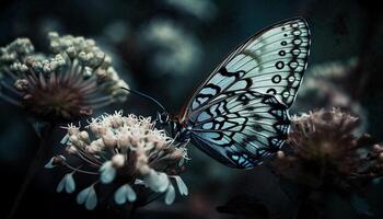 belleza en naturaleza macro mariposa en flor generado por ai foto