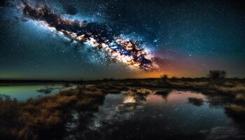 estrella sendero majestuosamente capturas lechoso camino misterio generado por ai foto