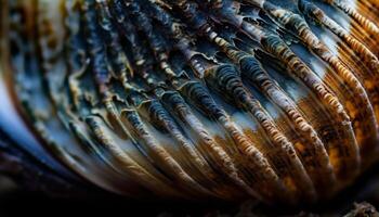 Fresh scallop shell underwater reveals intricate patterns generated by AI photo