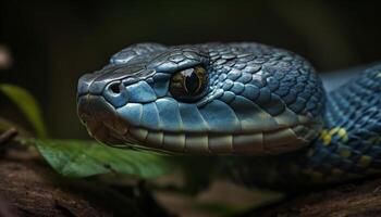 Poisonous viper close up, focus on aggression generated by AI photo