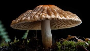 Edible mushroom cap, slimy toadstool in nature generated by AI photo