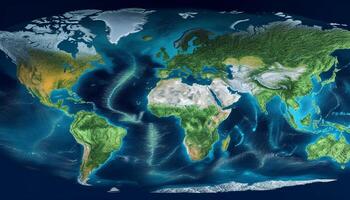 Planet Earth topography and nature in view generated by AI photo