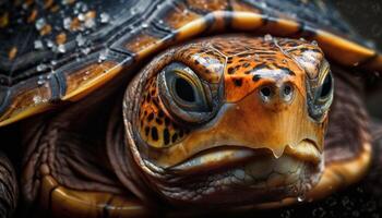 lento reptil se mueve adelante con difícil cáscara generado por ai foto