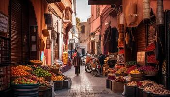 vibrante noche mercado cultural abundancia en movimiento generado por ai foto