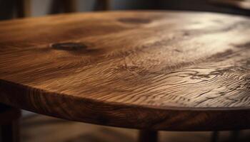 Rustic hardwood plank table adds antique charm generated by AI photo