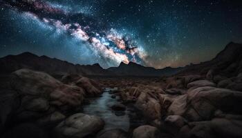 majestuoso lechoso camino brilla en estrellado noche cielo generado por ai foto