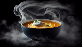 Boiling cauldron simmers hearty vegetable soup recipe generated by AI photo