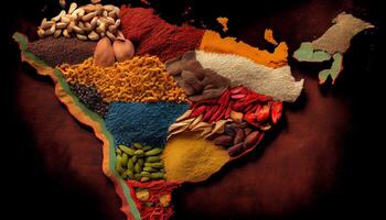 mundo mapa ilustración con resumen multi de colores pintar generado por ai foto