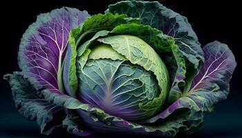 Fresh vegetable salad with purple and green leaves generated by AI photo