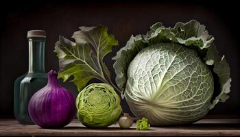 Fresh vegetarian salad nature healthy still life generated by AI photo