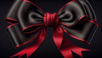 Shiny satin ribbon tied in elegant knot generated by AI photo