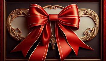 Ornate gold gift tied with shiny ribbon generated by AI photo