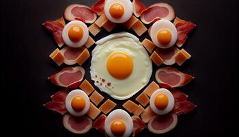 Freshly cooked bacon and egg sandwich meal generated by AI photo
