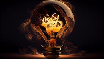 Glowing tungsten filament inspires bright ideas generated by AI photo