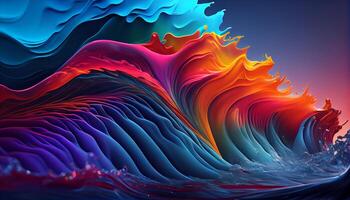 vibrante colores fluido en suave ola modelo generado por ai foto