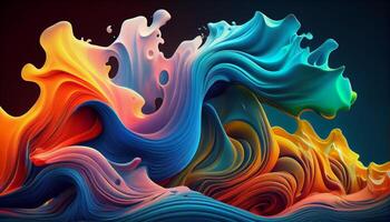 Multi colored wave pattern backdrop with flowing liquid generated by AI photo