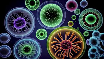 microorganismo magnificado Ciencias revela naturaleza complejo labores generado por ai foto