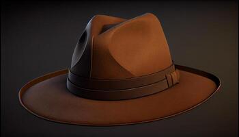 sombrero de fieltro, cuero, negro vaquero elegante a sus mejor generado por ai foto
