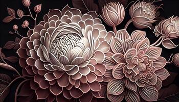 Floral patterns in repetition create beautiful wallpaper generated by AI photo