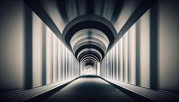 Futuristic architecture in underground subway station generated by AI photo