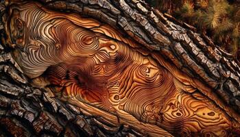 Timber plank cross section, striped with nature growth generated by AI photo