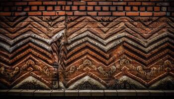 Weathered roof tiles on ancient brick building generated by AI photo