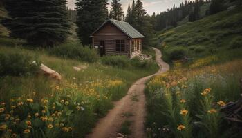 Tranquil yellow meadow, wildflowers bloom in spring generated by AI photo