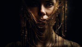 Wet beauty looking at camera with elegance generated by AI photo