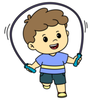 Happy kid boy playing jump rope Isolated Free PNG