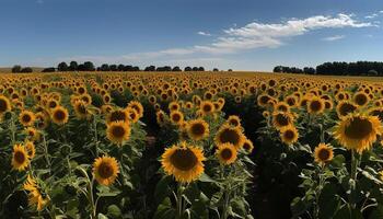 Golden sunflower shines in vibrant meadow beauty generated by AI photo