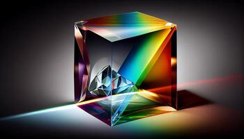 Multi colored gems shine bright in diamond shape generated by AI photo