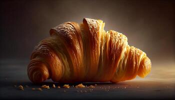 Fluffy, fresh croissant baked in French culture generated by AI photo