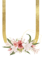 alfabeto e número ouro aquarela, Casamento flor carta png