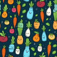 Doodle Seamless Pattern Cartoon Fruit And Vegetable Animated photo