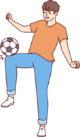 Man kicking soccer ball wanting to become major league player and compete in sports competitions png
