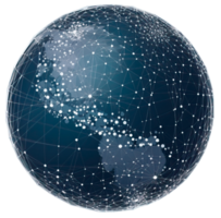 Modern Earth globe with network grid and particles connected isolated. Global Network connection. png