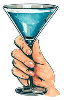 hand innehav en cocktail glas isolerat. klämma konst illustration stil. ai genererad png