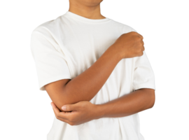 man holding sore elbow isolated png